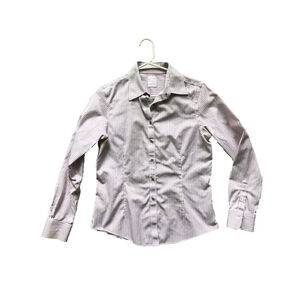 Women's Brooks Brothers White & Pink Striped Button Down Shirt Size 10